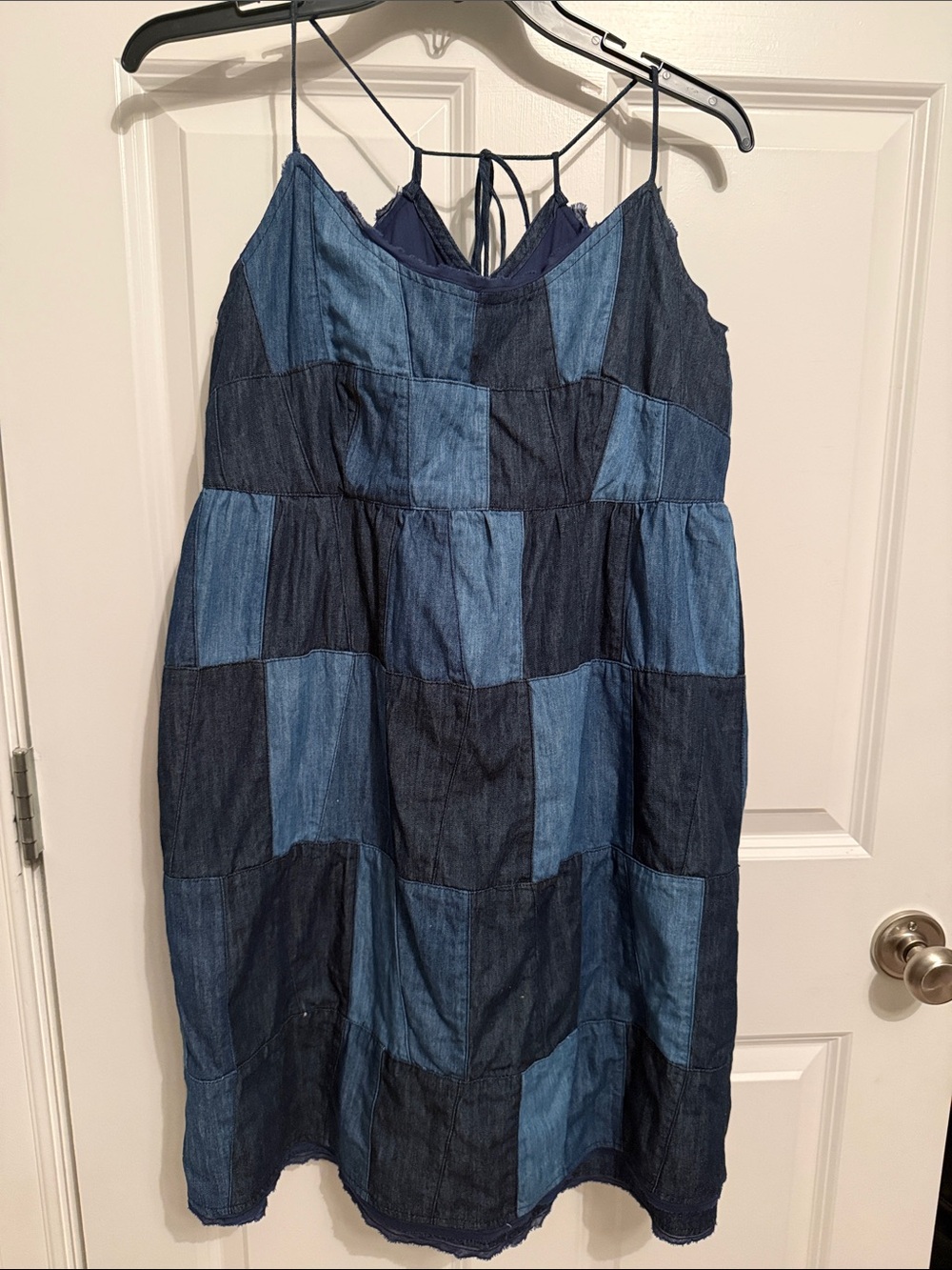 Stetson  Vintage' Patchwork Denim Sundress in Light Blue and Dark Blue